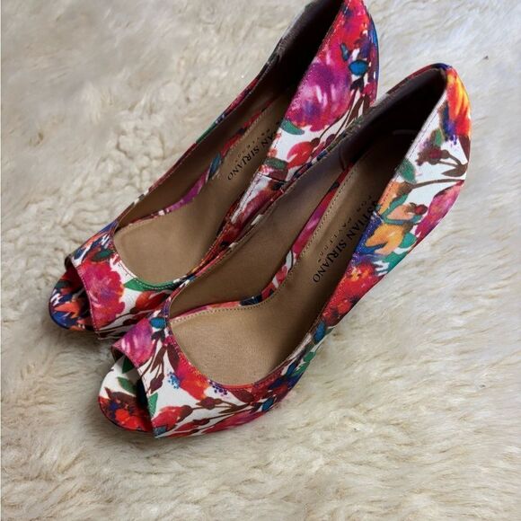 christian siriano floral peep toe heels size 8 - Picture 4 of 11